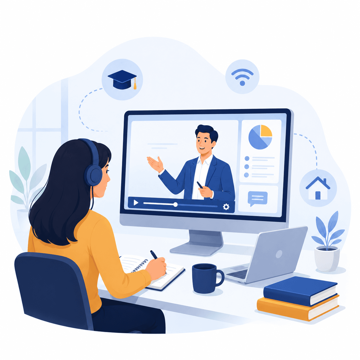Ilustrasi pembelajaran daring melalui platform online